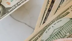 Hands holding dollar bills, the budget for a beat licence