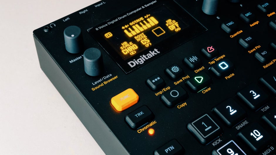 Drum machine and sampler on a desk
